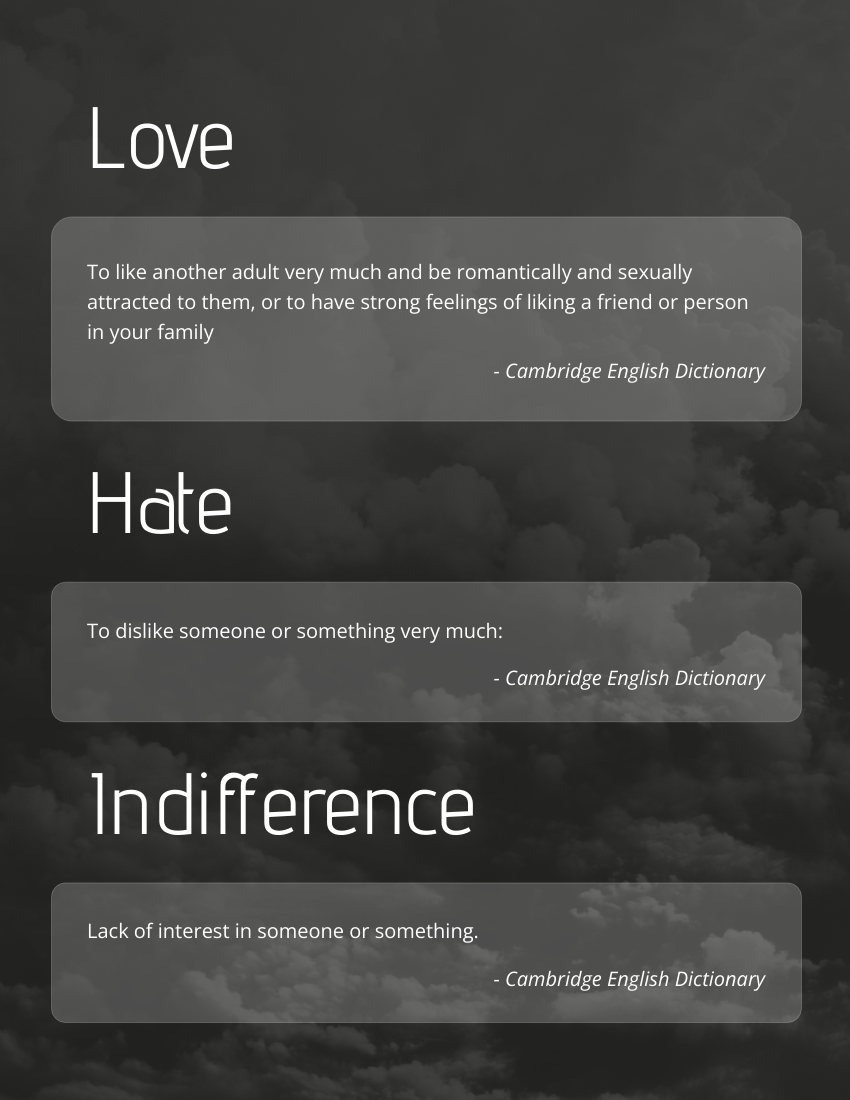 Quote 模板。 The opposite of love is not hate; it’s indifference. - Elie Wiesel (由 Visual Paradigm Online 的Quote軟件製作)