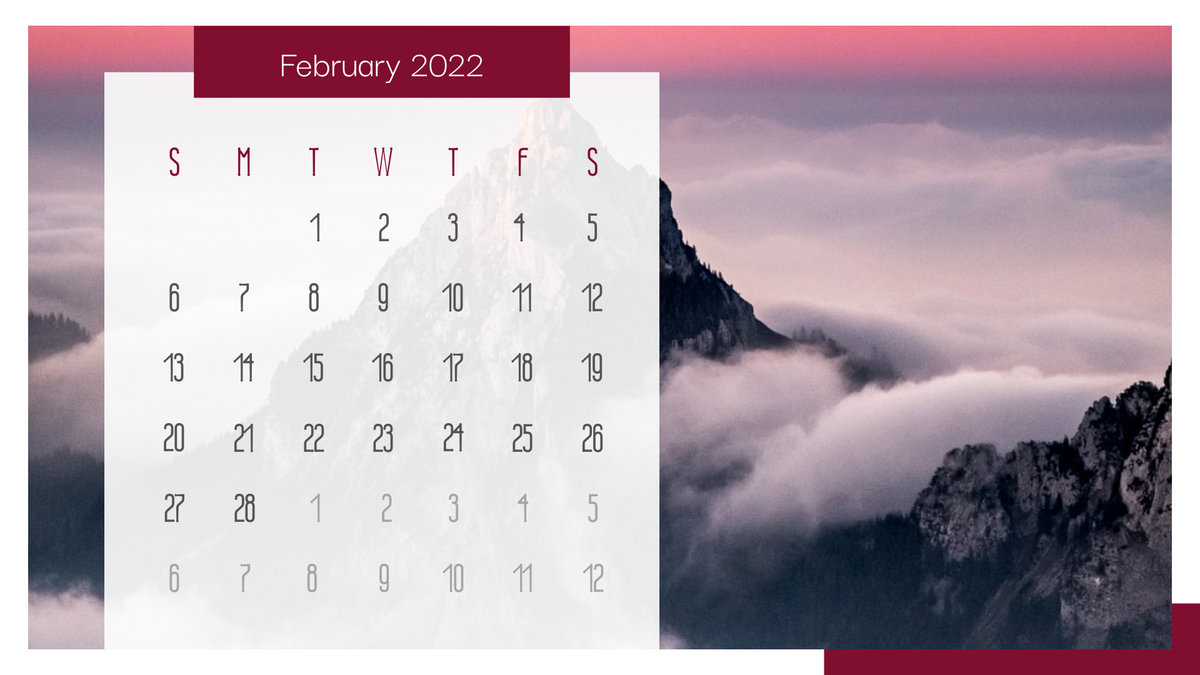 Calendar template: Sunset Scenery Calendar (Created by Visual Paradigm Online's Calendar maker)
