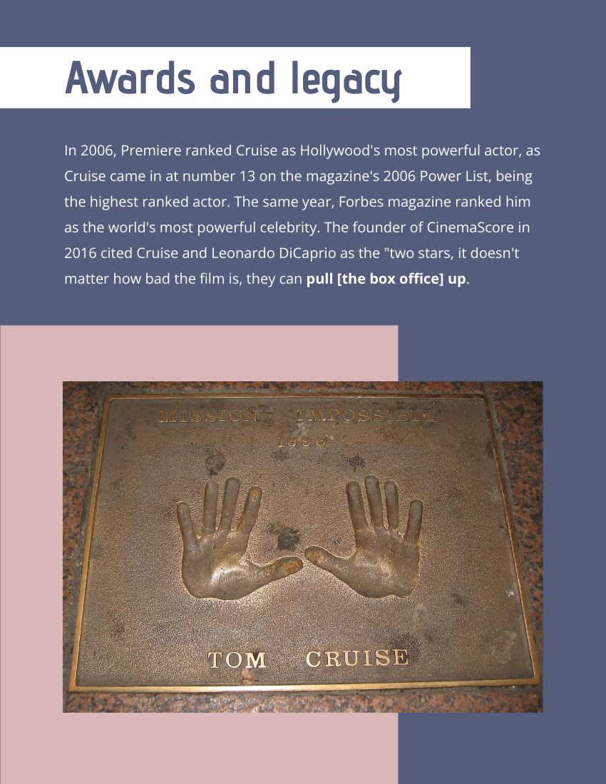 Biography template: Thomas Cruise Biography (Created by Visual Paradigm Online's Biography maker)