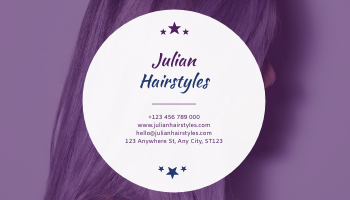 Business Card template: Purple With Stars Hair Salon Business Card (Created by InfoART's Business Card maker)