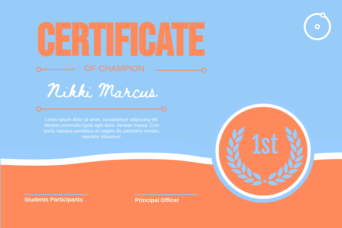 Certificate template: Coral Certificate (Created by InfoART's Certificate maker)