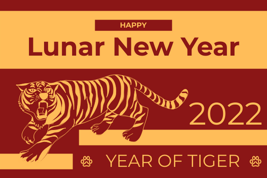 Lunar New Year Greeting Card With Tiger Illustration