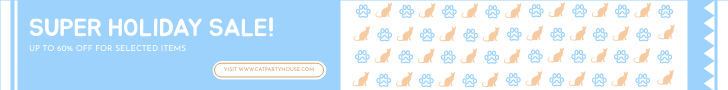 Simple Blue Cats Patterns Super Holiday Sale Banner Ad