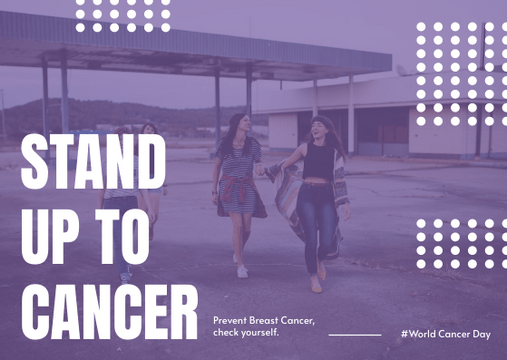 Postcard template: Purple Girls Photo World Cancer Day Postcard (Created by Visual Paradigm Online's Postcard maker)