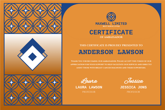 Editable certificates template:Passion Orange Ambassador Certificate