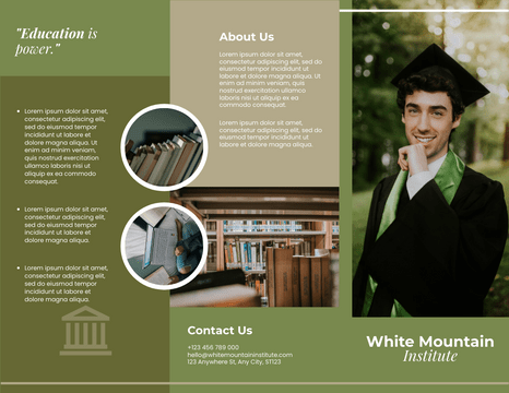 Brochures template: Education Institute Brochure (Created by Visual Paradigm Online's Brochures maker)