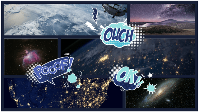Comic Strip template: Galaxy Space Comic Strip (Created by Visual Paradigm Online's Comic Strip maker)