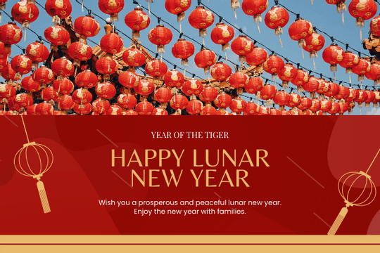 Greeting Cards template: Minimal Lunar New Year Celebration Greeting Card (Created by Visual Paradigm Online's Greeting Cards maker)