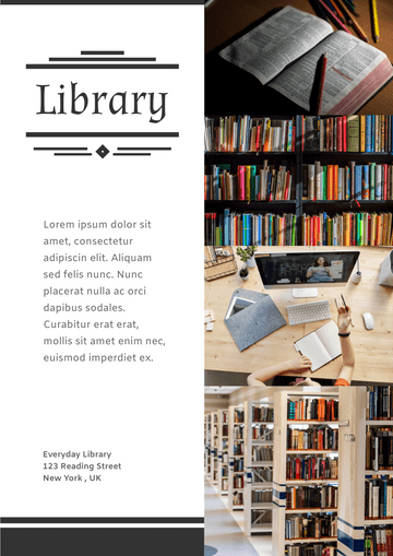 Editable flyers template:Library Flyer