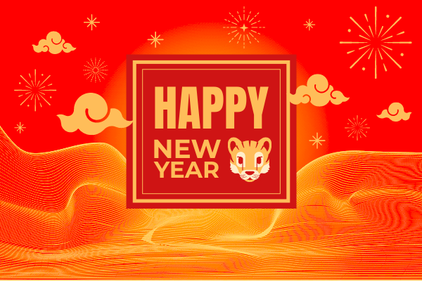 Greeting Card template: Happy Tiger Year Greeting Card (Created by Visual Paradigm Online's Greeting Card maker)