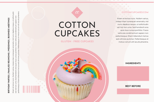 Editable labels template:Pink Cupcake Food Packaging Label