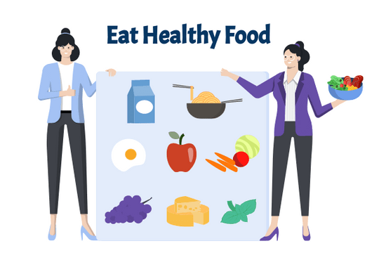 医疗保健插图 模板。Eat Healthy Food Illustration (由 Visual Paradigm Online 的医疗保健插图软件制作)
