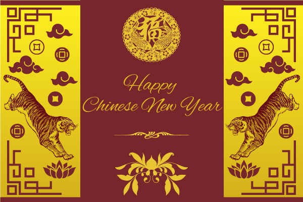 Greeting Card template: Chinese New Year Greeting Card With Chinese Illustration (Created by InfoART's Greeting Card maker)