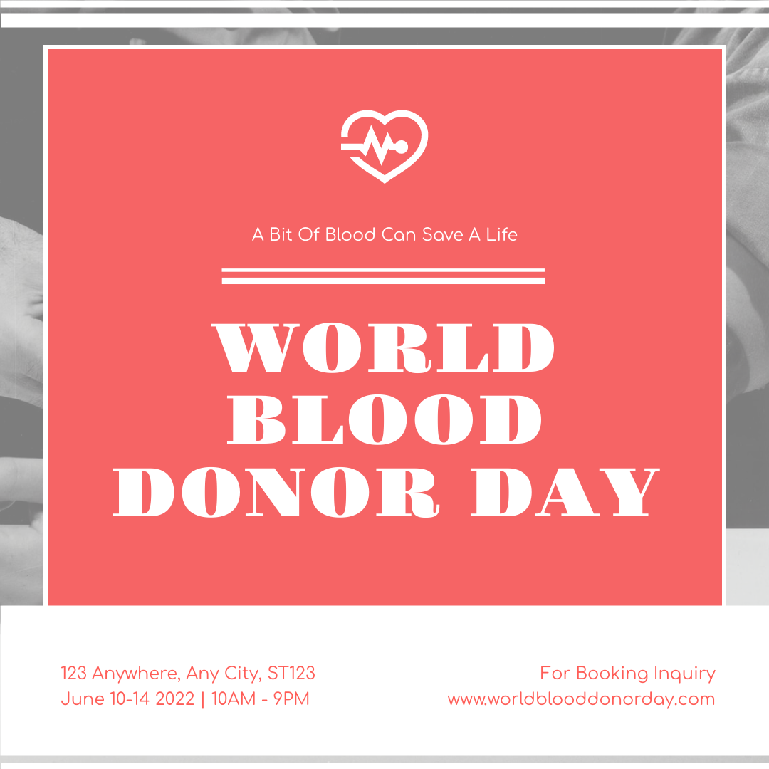 Instagram Post template: Heart Illustration World Blood Donor Day Instagram Post (Created by Visual Paradigm Online's Instagram Post maker)