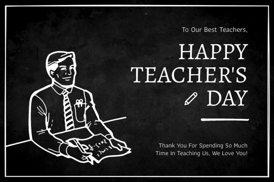 Editable greetingcards template:Blackboard Teacher Illustration Teacher's Day Greeting Card