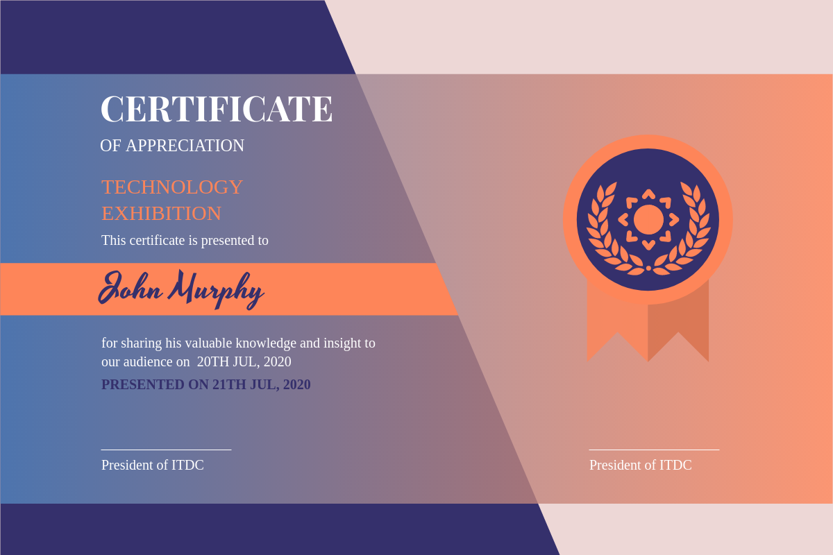 Certificate template: Jacarta Carol Certificate (Created by Visual Paradigm Online's Certificate maker)