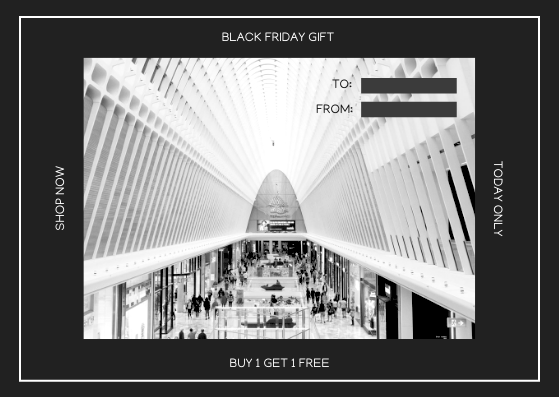 Gift Card template: Black And White Frame Photo Black Friday Gift Card (Created by InfoART's Gift Card maker)