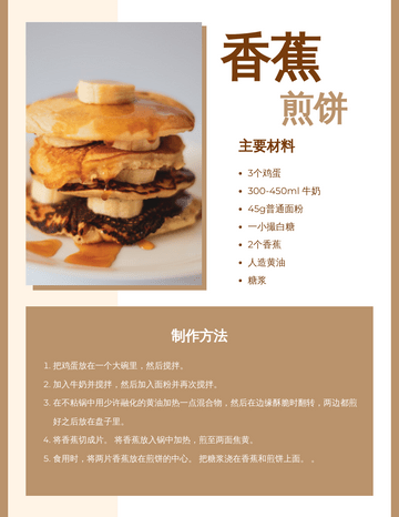 Editable recipecards template:香蕉煎饼食谱卡