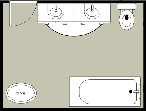 浴室平面图 模板。简单的浴室布局 (由 Visual Paradigm Online 的浴室平面图软件制作)