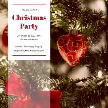 Red And Green Christmas Tree Christmas Party Invitation