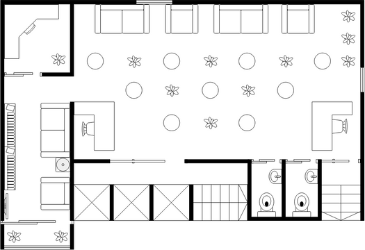 Floor Plan template: Cocktail Event Hall Floor Plan (Created by Visual Paradigm Online's Floor Plan maker)