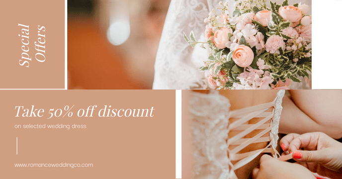 Editable facebookads template:Simple Pink Wedding Dress Special Offers Facebook Ad