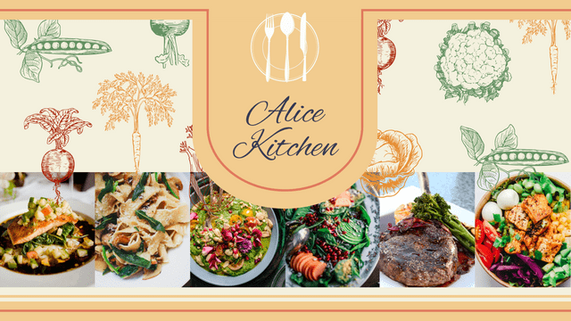 YouTube Channel Art template: Alice Kitchen YouTube Channel Art (Created by Visual Paradigm Online's YouTube Channel Art maker)