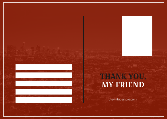 Postcard template: Red And Black City Background Thankyou Postcard (Created by Visual Paradigm Online's Postcard maker)