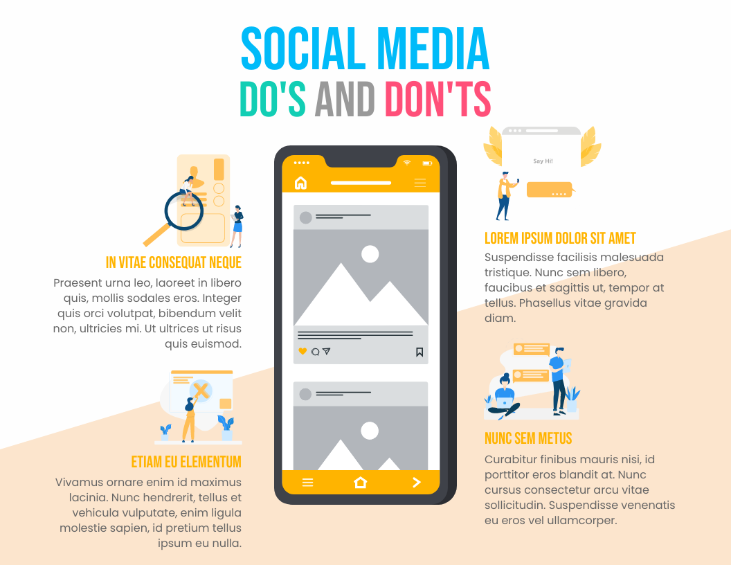 Social media tips horizontal infographic