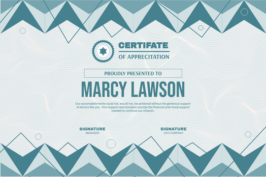 Certificates template: Linear Line Pattern Appreciation Certificate (Created by Visual Paradigm Online's Certificates maker)
