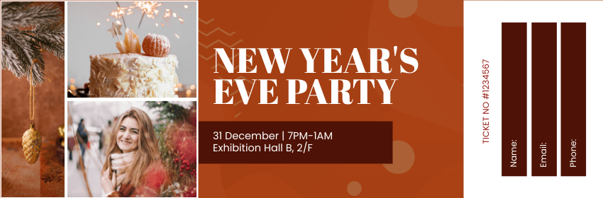 Editable tickets template:New Year's Eve Party Ticket