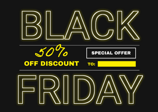 Gift Card template: Neon Yellow Black Friday Typography Gift Card (Created by Visual Paradigm Online's Gift Card maker)