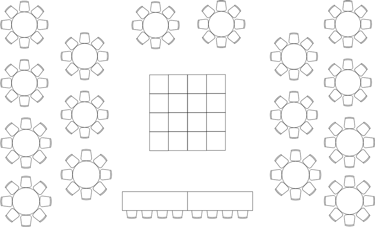 座位表 模板。  婚禮座位圖 (由 Visual Paradigm Online 的座位表軟件製作)