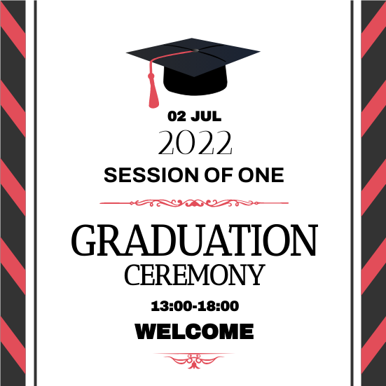 Invitation template: Red And Black Graduation Ceremony  Invitation (Created by Visual Paradigm Online's Invitation maker)