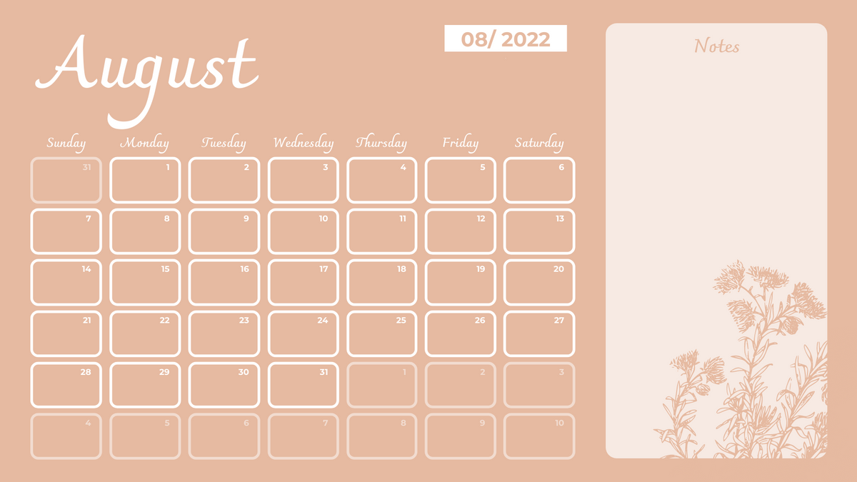 Calendar 模板。 Foral Calendar 2022 With Notes (由 Visual Paradigm Online 的Calendar軟件製作)