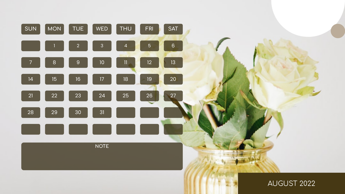 Calendar 模板。Minimal Home Style Calendar (由 Visual Paradigm Online 的Calendar软件制作)
