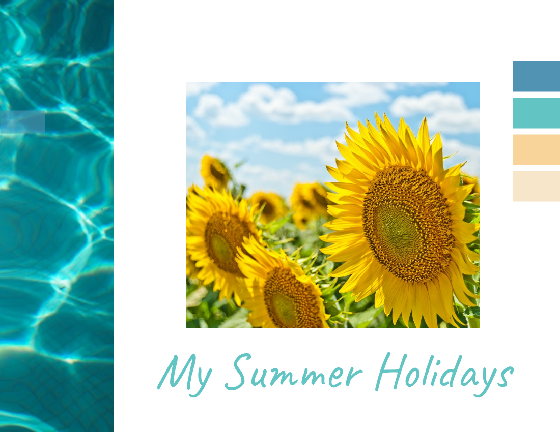 季節性照相簿 模板。 Hello Sunshine Summer Holidays Seasonal Photo Book (由 Visual Paradigm Online 的季節性照相簿軟件製作)
