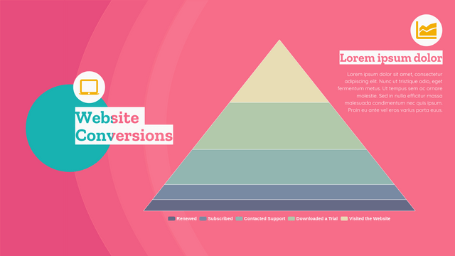 Pyramid Chart template: Website Conversions Pyramid Chart (Created by InfoART's  marker)
