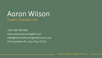 Yellow And Green Illustration School Tutor Business Card