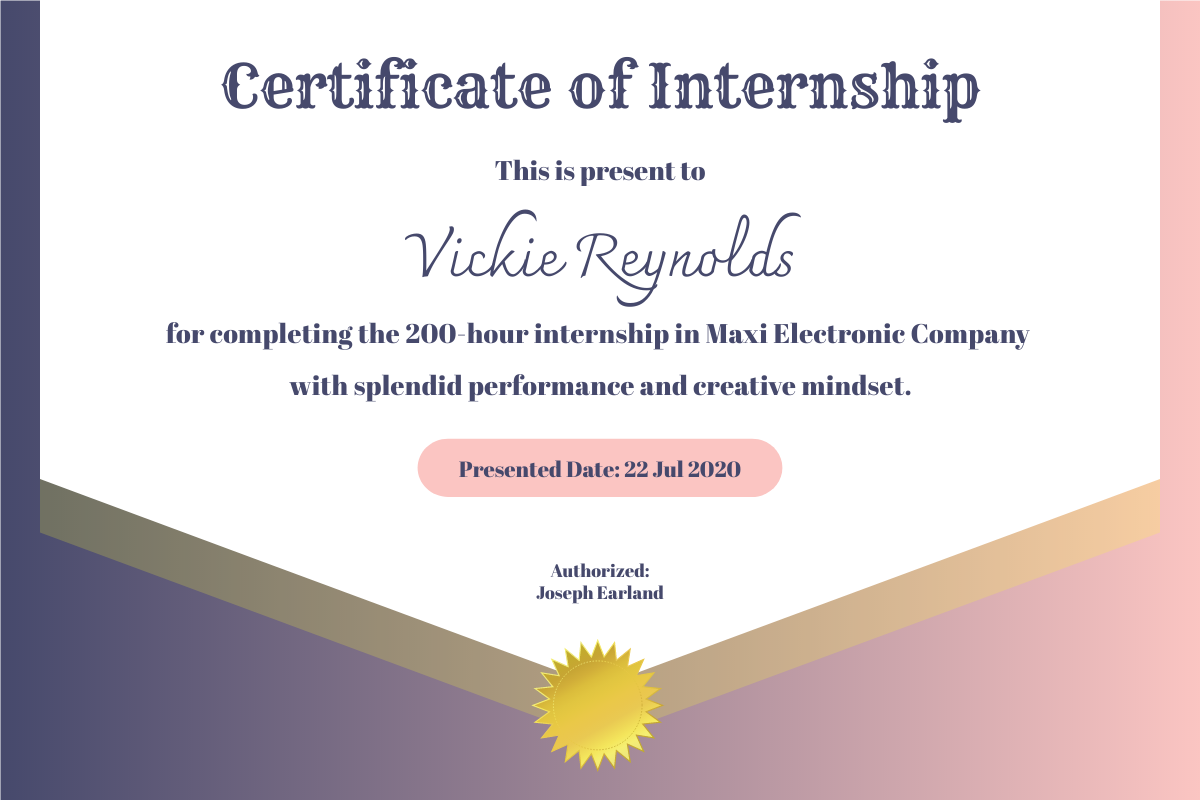 Certificate template: Violet Gradient Certificate (Created by InfoART's Certificate maker)