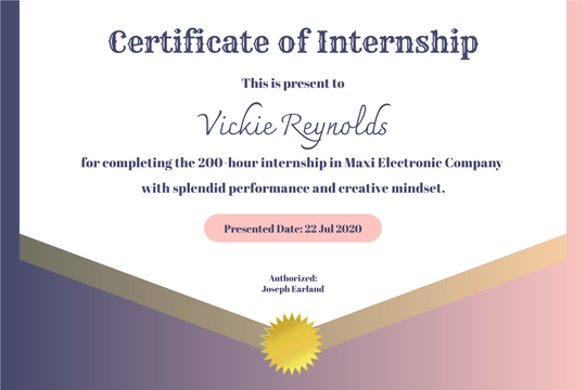 Certificate template: Violet Gradient Certificate (Created by Visual Paradigm Online's Certificate maker)