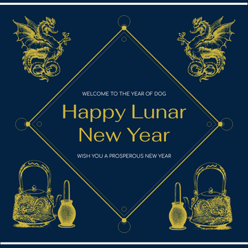 Editable instagramposts template:Blue Dragon Lunar New Year Instagram Post