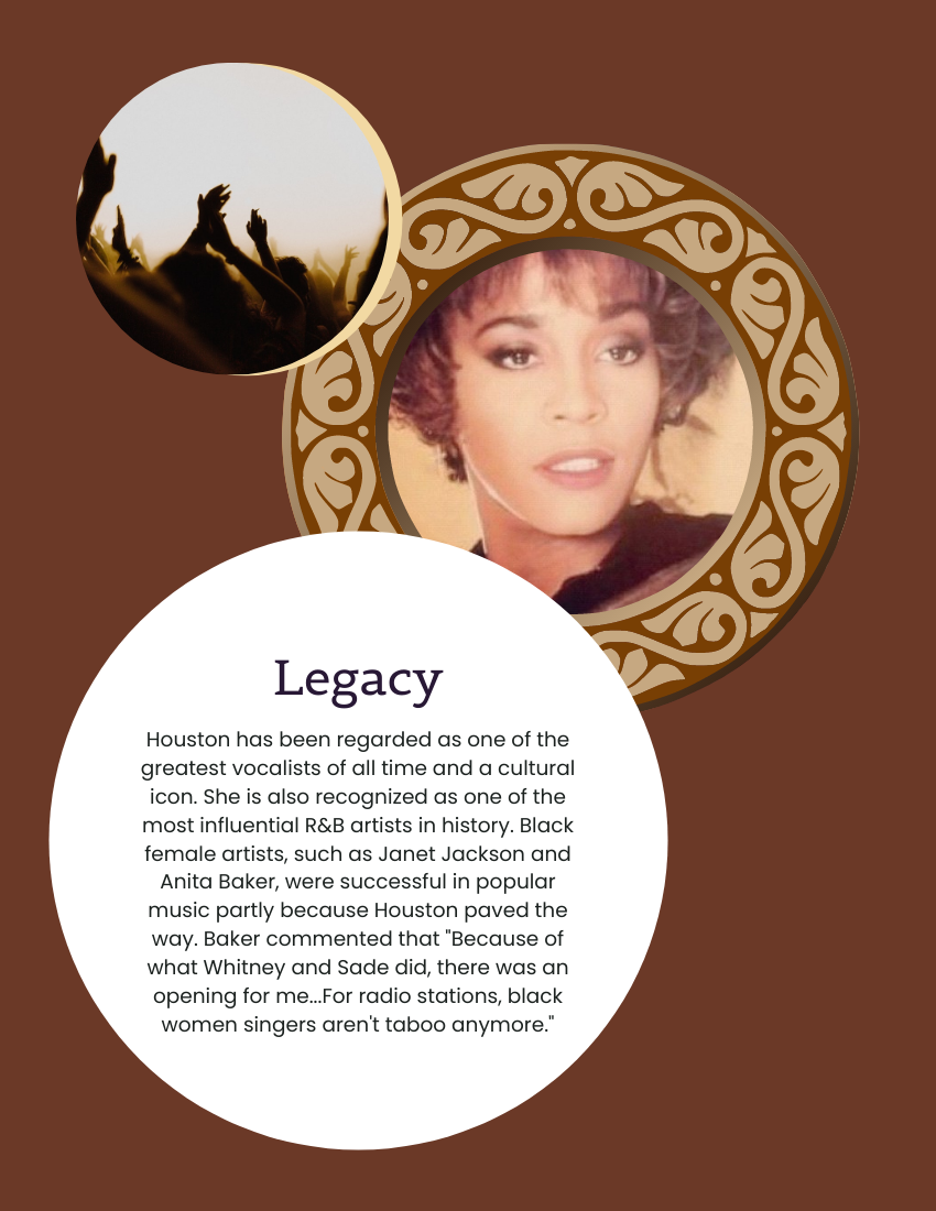 Biography template: Whitney Houston Biography (Created by Visual Paradigm Online's Biography maker)