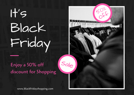 Editable giftcards template:Black And Pink Black Friday Shopping Gift Card
