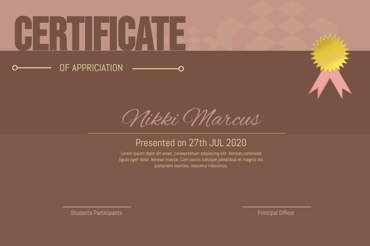 Certificate template: Roman Coffee Certificate (Created by Visual Paradigm Online's Certificate maker)