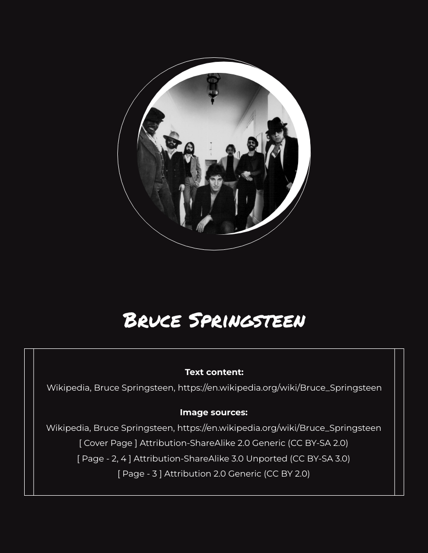 Biography template: Bruce Springsteen Biography (Created by Visual Paradigm Online's Biography maker)