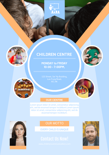 Flyer template: Informative Children Centre Flyer (Created by Visual Paradigm Online's Flyer maker)