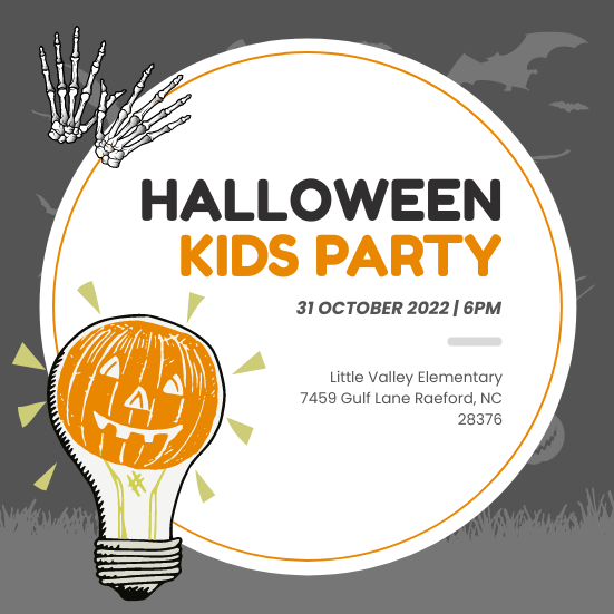 邀請函 模板。 Halloween Kids Party Invitation (由 Visual Paradigm Online 的邀請函軟件製作)