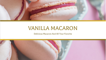 Business Card template: Pink Macaron Photo With Gold Business Card (Created by InfoART's Business Card maker)