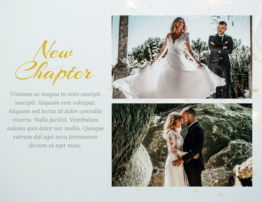 婚禮照相簿 模板。 Glamorous Black Wedding Photo Book (由 Visual Paradigm Online 的婚禮照相簿軟件製作)